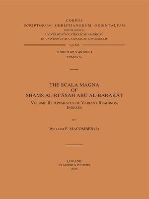 cover image of The Scala Magna of Shams al-Ri'asah Abu al-Barakat. Volume II